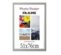 Silver 51x 76 cm Poster Frames - Large MDF Wooden Frames 51x76cm - Both Ways Wall Hanging Wall Gallery Living Room Poster Picture Frame With Styrene Shatterproof Perspex Sheets