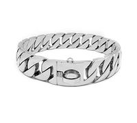 Silver,55cm/22in,TDHLW Big Dog Chain Collar with Buckle Strong Heavy Duty,32mm Cuban Link Walking Training Collar with Design Safety Buckle for Large Dogs