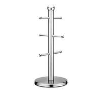 Silver 6 Coffee Mug Tree Kitchen Tea Cup Holder Stand Rack Modern Cup Hanging Display Drinkware Shelf Stainless Steel Holder Stand Counter Small Countertop Coffee Under Cabinet Rack with Base
