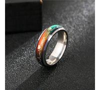 (silver, 6) Ecg Fashion Cold Wind Temperature Mood Titanium Steel Ring Temperature Change Stainless Steel Ring