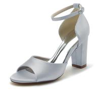 Silver,6 UK,Women Peach Shoes High Heel Pumps Peep Toe Sandals Summer Ankle Strap Elegant Classic Shoes