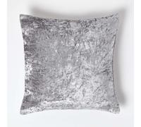 Luxury Crushed Velvet Cushion Cover Homescapes Silver 60cm x 60cm