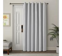 (Silver, 66" x 84" (168cm x 213cm)) 100% Blackout Curtains Thermal Insulated Ring-Top Eyelet Curtain Pair with Tiebacks