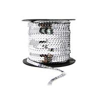 Silver 6mm Sequin Trimming Flat Round Strung Sequins String Costume Dressmaking Craft (90 Meter Roll)