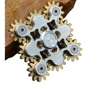 (silver, 7.1x5.6x2.5cm) Pure Brass Fidget Spinner Gears Linkage Fidget Gyro Toy Metal DIY Hand Spinner Spins Long Time with Multiple Premium Bearings (9 Gears)