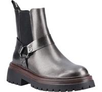 (Silver, 7 (Adults')) Hush Puppies Raye Leather Women's Pewter Flat Chelsea Boots