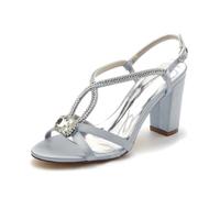Silver,7 UK,Women Peach Shoes High Heel Pumps Sandals Summer Ankle Strap Elegant Classic Wedding Dress Shoes