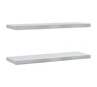 Wall Shelf Silver 75x23.5x3cm Brushed Stainless Steel Floating 50kg Load 2pcs UK