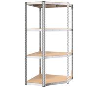 vidaXL 4-Layer Corner Shelf Silver Steel&Engineered Wood