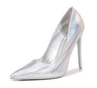 Silver,8 UK,Womens High Heels Pumps Closed Pointed Toe Stiletto 4.7inch Heels Classic Office Special Dressy Wedding Pump Shoes