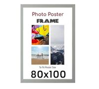 Silver 80 x 100 cm Poster Frames - 31x40 Inch Frame- Large MDF Wooden Frames - Both Ways Wall Hanging Wall Gallery Living Room Poster Picture Frame With Styrene Shatterproof Perspex Sheets
