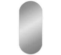 vidaXL Oval Silver Wall Mirror - 80x35 cm PVC Frame, Modern Aesthetic, Versatile for Makeup and Home Decor