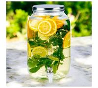 (Silver) 8L Drink Dispenser Large Glass Beverage Jar