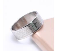 (Silver, 9) Scripture Cross Bible Text Jesus Tattoo Men Women Romatic Couple Rings Titanium Steel Jewelry Gift