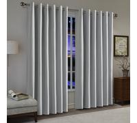 (Silver, 90" x 90" (228cm x 228cm)) 100% Blackout Curtains Thermal Insulated Ring-Top Eyelet Curtain Pair with Tiebacks