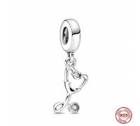 Silver 925 Stethoscope Pendant Sparkling Nurse Cap Charm Bead Fit Bracelet DIY Jewelry Women Gift