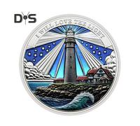 (silver, A) Lighthouse Ocean Coin Metal Collectible Coin Inspiring Long Voyage Travel Souvenir Coin for Self Collection Commemoration