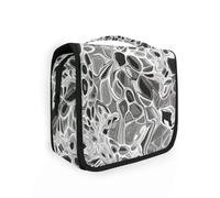 Silver Acid Abstract Travel Bags for Women with Hanging Hook Cute Cosmetic Bags Camping
