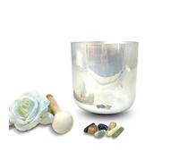 Silver Alchemy Crystal Singing Bowl,432Hz, Quartz Chakra Bowl for Yoga Meditation, Clear Gradient Sound Bowl with Crystal Striker & O-Ring,for Yoga & Meditation