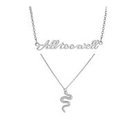 Silver All Too Well Snake Reptile Album Double Layer 2 Piece Bundle Charm Chain Costume Y2K Aesthetic Girls Womens Ladies Fashion Costume Choker Outfits Accessories Gifts Jewellery Necklace