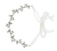 Silver Alloy Leaf Pearl Headband for Women Wedding Hair Accessory | Rhinestone Detailing, Lightweight Easy-fix Design, Elegant Bridal Headpiece