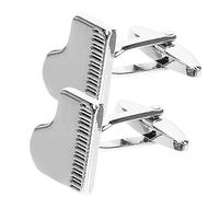 Silver Alloy Piano Cuff Links for Men, Office Dress Shirts | Classic Polished Design, Rounded Edges, Effortless Wear, Gift Choice for Suits, Concert Evenings