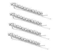 Silver Alloy Rhinestone Hair Clip Set Hs-j59222 2 Pairs