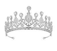 Silver Alloy Rhinestone Princess Crown Headdress for Women Weddings