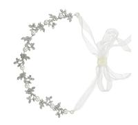 Silver Alloy Ribbon Pearl Headwear for Wedding Hair Decor | Elegant Leaf Design, Easy to Fix, Women’s Bridal Accessory, Handmade Pearl Detailing