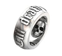 Silver Alphabet Eternity Ring | Death Ring | Gothic Ring | Gothic Rings | Gothic Jewellery Men's Ring | Promise Ring Till Death Comfort Us | Fidance Ring, 7, Please refer to the description, See
