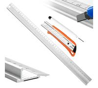 Silver Aluminium Cutting Ruler, Raised Grip and Non-Slip Safety Edge Design, Precision Metal Cutting Ruler, Multifunctional Safety Rulers for Craft DIY Office Precision Measurement (45)