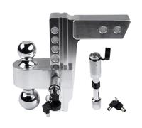 Silver Aluminum Adjustable Trailer Hitch Fits 2 Inch Receiver 8 Inch Drop Solid Tube Hitch 12 500 LBS GTW