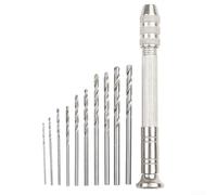 Silver Aluminum Alloy For Mini Hand Drill Set With Ten Pieces Drill Bits For Wood Plastic Rubber Models And Jewelry Hobby Diy Crafting Projects 0.3 To 3.2 Mm Chuck Capacity Compact Tool Kit