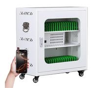 Silver Aluminum Charging Station for Mobile Phones Lockable Portable Storage Box 50 Slots Office nizer for 12/20/30/40/50/60 Devices