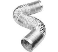 Silver Aluminum Foil Ducting Flexible Air Duct Hose for Dryer Vent, HVAC Exhaust with 2 Stainless Steel Clamps 165mm(6.5in) 5m(16ft)