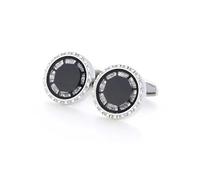 Silver and Black Cufflinks with Stunning Elements Great Idea for Elegant Present
