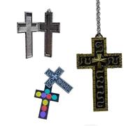 Silver and black stainless steel cross pendant necklace, 3D printed cross necklace with secret box cross pendant, metal design pendant neck handmade jewelry fashion accessories (yello)