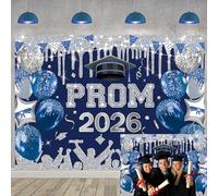 Silver and Blue 2025 Prom Night Party Backdrop, Glitter Graduation Background, Class of 2025 Congrats Grad Banner for Congratulate Graduates Party Decoration (82x59 inch/7x5FT)