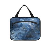 Silver and Blue Dreams Hanging Mens Toiletry Bag with Hook, Designer Accessories Hanging Toiletry Bag for Traveler Hotel estuche para guardar maquillaje L