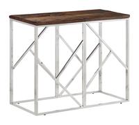 (silver and brown, solid sleeper wood) vidaXL Console Table Side End Table Gold Stainless Steel and Tempered Glass