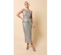 Silver and Gold Sequin Midaxi Dress Little Mistress Metallics 16