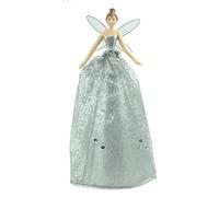 Silver Angel Christmas Tree Topper with Patterned Skirt (28cm)