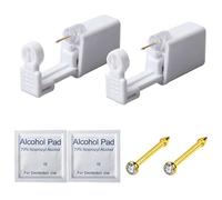 Silver Angel Nose Piercing Kit Gold Color 20G Nose Stud Disposable 16L Steel Needles Piercing Safety Self Body Piercing Kit Tool (2 Pack)