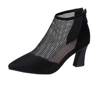 Silver Ankle Cowboy Boots Women Ladies Ankle Boots Heel for Wedding Party Dress High Fasion Sexy Chunky Heel Sandal Womens Metallic Cowboy Boots (Black, 5)