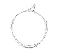 Silver Anklet Elegant Noble White Copper Plating Silver Stars Chain Bracelet Professional