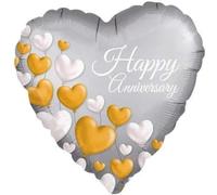 Silver Anniversary Heart Satin Foil Balloon - 1 Pc