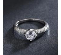 Silver Anniversary Rings Engraveable with Cubic Zirconia, 925 Elegant Wedding Band Engravable for Women Size J 1/2