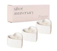 Silver Anniversary Scented Candles 3 Pack Heart Peony, Lychee and Rose Scent with 4 Hour Burn Time - 25th Anniversary