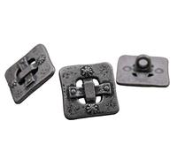 Silver Antique Metal Buttons 16x16mm Square Sewing Knitting Crafts Pack of 6