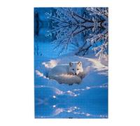 Silver Arctic Fox Wooden Jigsaw Puzzle 1000 Pieces-Relaxing Family Activity for Adults, Colourful Landscape Puzzle in Plastic Box, Home Decor Gift